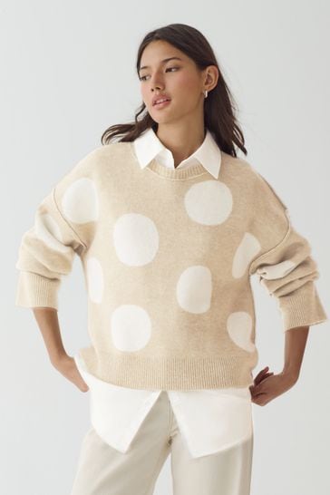Buy Neutral Spot 2 in 1 Smart Shirt Layer Knitted 100 Cotton Jumper from Next Bahrain