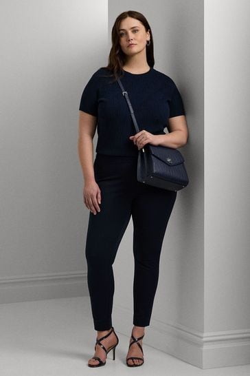 Buy Lauren Ralph Lauren Curve Navy Blue Keslina Trousers from Next Cyprus
