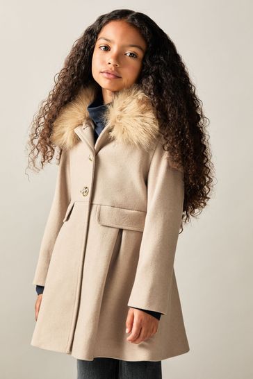 Buy Reiss Nicole Faux Fur Collar Wool Blend Coat from Next Bahrain