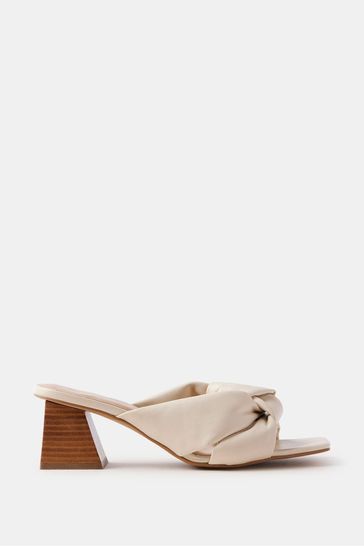 Mint Velvet Cream Beige Twisted Leather Mules