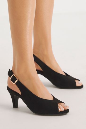 JD Williams Peep Toe Black Shoes In Extra Wide Fit