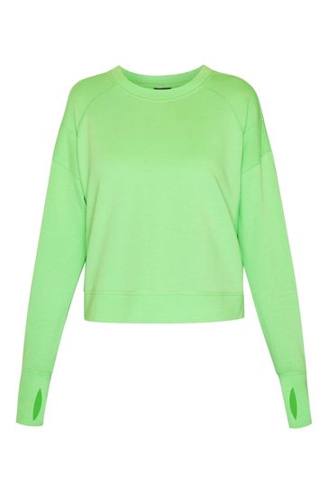 Neon green cropped sweatshirt sale