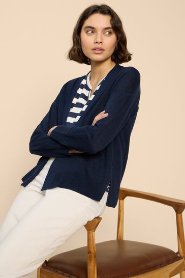 White Stuff Blue 100 Linen Cardigan