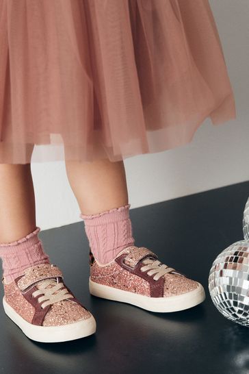 Girls rose gold trainers top