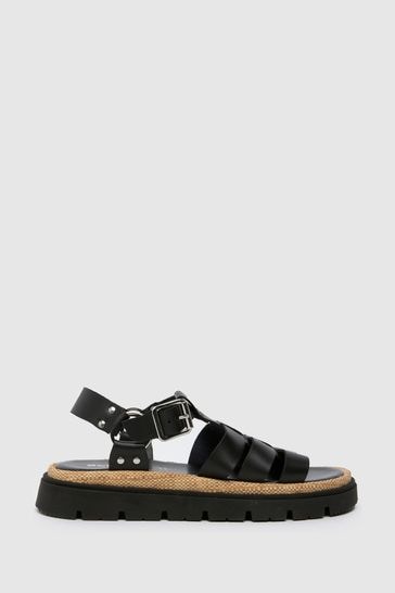 Schuh Texas Leather Gladiator Black Sandals