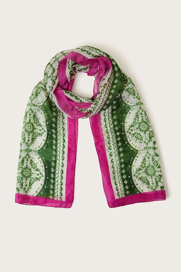 Buy Monsoon Green Tile Print Silk Scarf from Next Bahrain