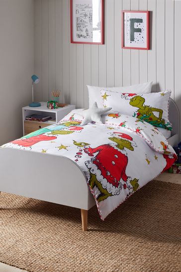 Buy The Grinch White Christmas Duvet Cover and Pillowcase Set from Next Bahrain