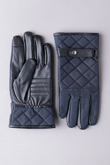 Lakeland Leather Blue Wax Quilted Gloves