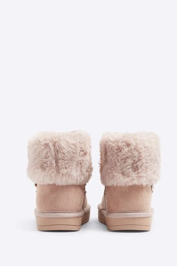 Buy River Island Pink Girls Suedette Faux Fur Lined Boots from Next Netherlands
