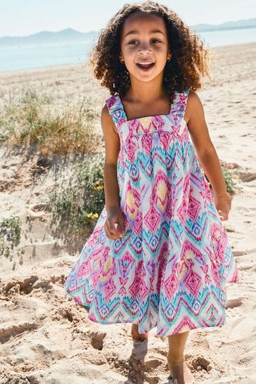 Buy Monsoon Natural Rainbow Ikat Print Dress from Next Cyprus