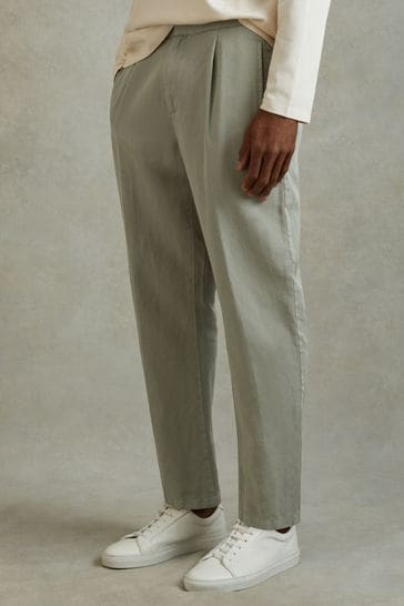 Reiss Pistachio Pact Relaxed Cotton Blend Elasticated Waist Trousers