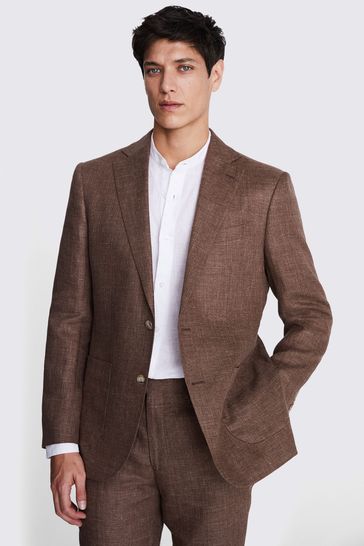 MOSS Tailored Fit Copper Linen Brown Jacket