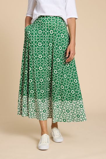 Green and white maxi skirt top