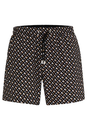Buy BOSS Black Monogram Print Lined Quick Dry Swim Shorts from Next Bahrain