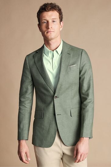 Charles Tyrwhitt Green Slim Fit Updated Linen Cotton Jacket
