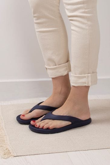 Totes Navy Ladies Solbounce Toe Post Flip Flops Sandals