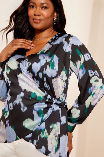 Buy Curves Like These Satin Wrap Blouse from the Laura Ashley online shop