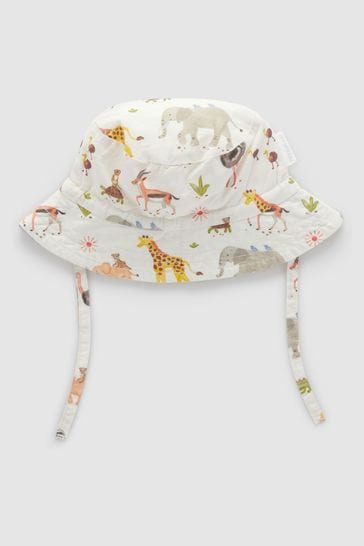 Purebaby Cream Safari Print Hat