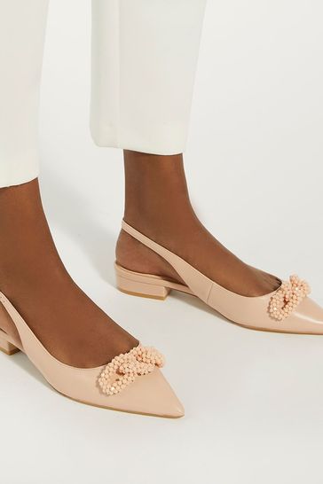 Dune London Pink Horizonn Bead Trim Slingback Shoes