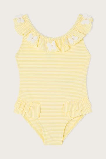 Monsoon Yellow Seersucker Ruffle Swimsuit