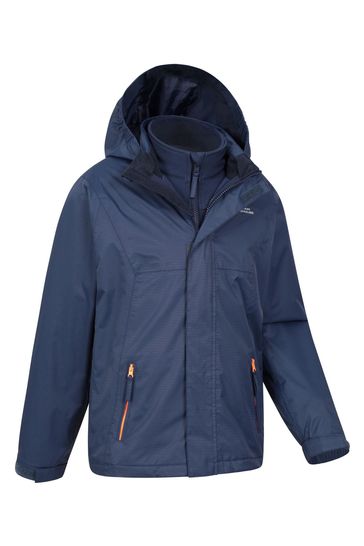 Mountain Warehouse Blue Bracken Kids Waterproof 3 In 1 Jacket