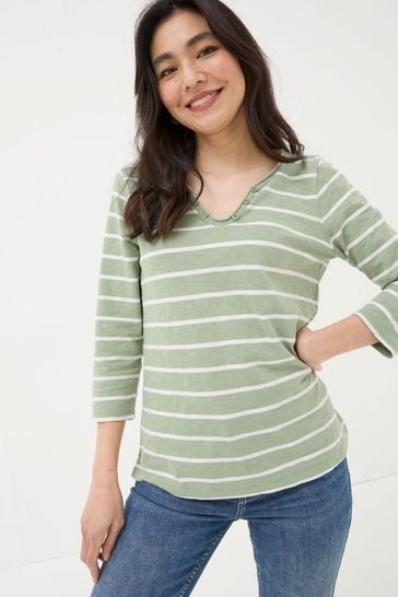 FatFace Green Stripe Porter T-Shirt