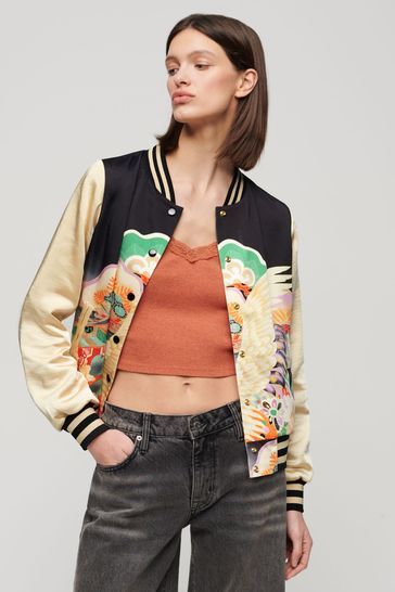 Superdry Cream Suikajan Printed Bomber Jacket