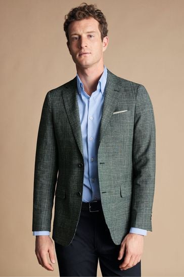 Charles Tyrwhitt Green Wool Silk Linen Jacket