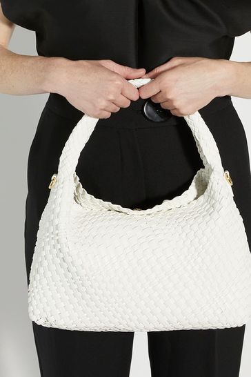 Dune London White Large Deliberate Woven Slouch Bag