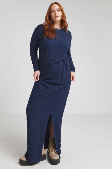 Simply Be Navy Blue Textured Midi Dress