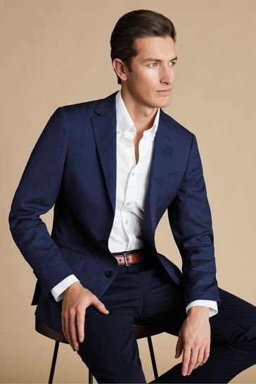 Charles Tyrwhitt Blue Wool Silk Linen Jacket