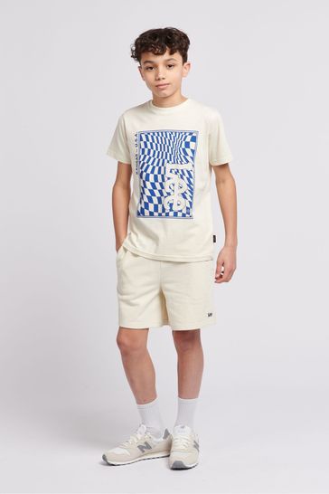 Lee White Boys 100 Cotton Badge Shorts