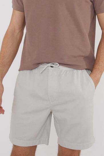 Threadbare Ecru Cotton Lyocell Jogger Style Shorts