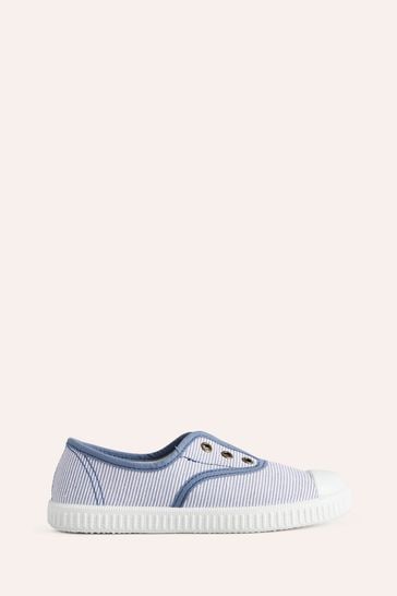 Boden Blue Stripe Laceless Canvas Pull-ons