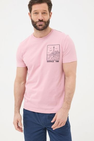 FatFace Pink Lighthouse Embroidered T-Shirt