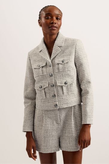 Buy Ted Baker Cream Fit Osamu Cropped Box Jacket from Next Bahrain
