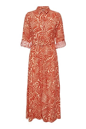 Buy ONLY Palm Print Maxi Shirt Dress With A Touch Of Linen from Next Bahrain