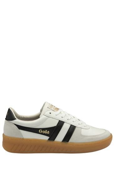 Gola White Mens Grandslam Elite Leather Lace-Up Trainers