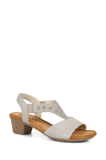 Pavers Natural Heeled Slingback Sandals