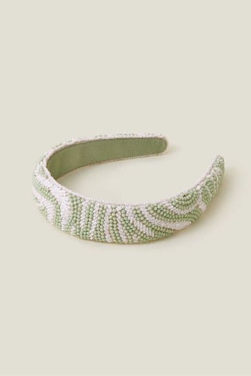 Accessorize Green Zebra Beaded Headband