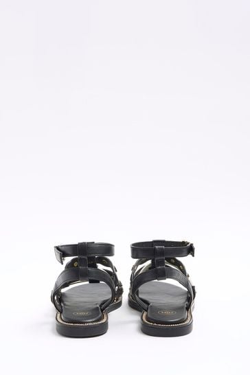 River island black studded gladiator sandals deals
