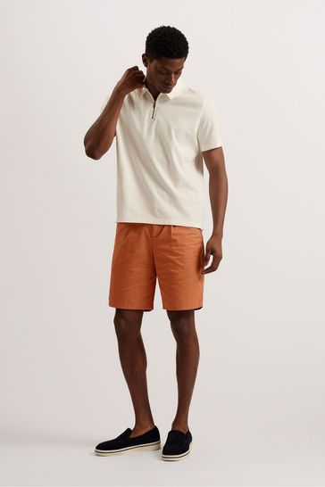 Ted Baker Brown Fulhum Cotton Pleated Shorts
