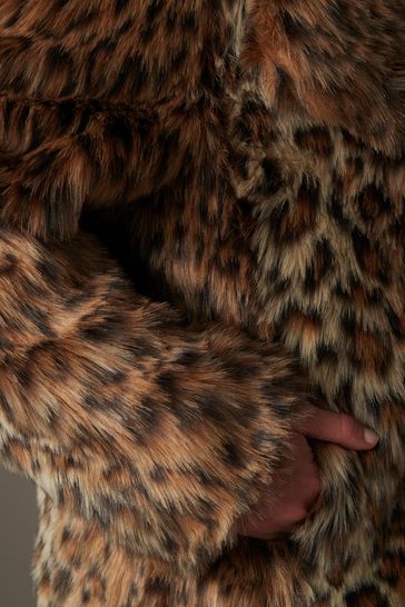Mango faux fur leopard coat shop