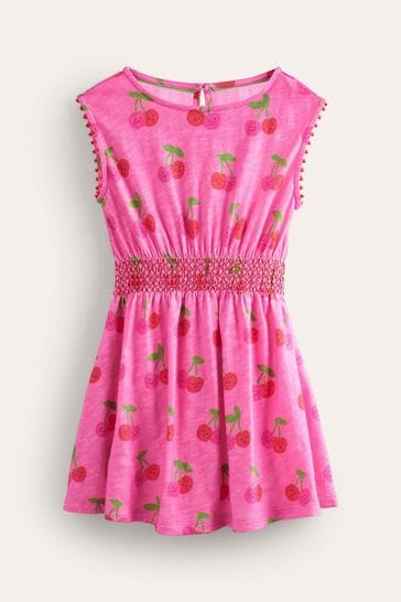 Boden Pink Shirred Waist Jersey Dress