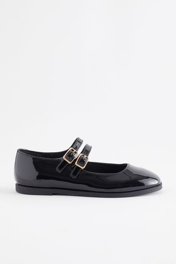Buy Black Patent Double Strap Mary Jane Shoes from Next Bahrain