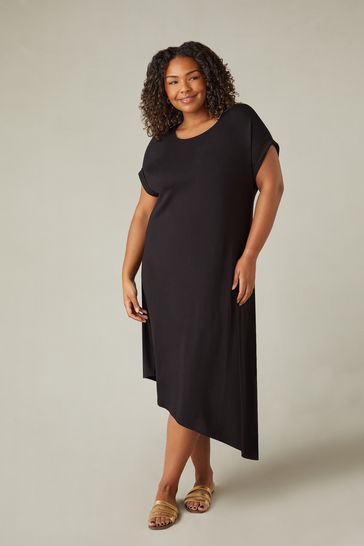 Live Unlimited Black Jersey Asymmetric Dress