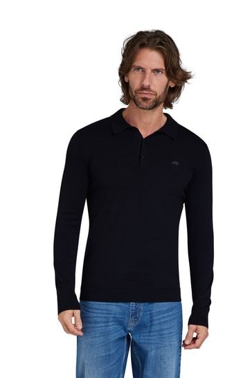 Raging Bull Classic Knitted Polo Black Jumper