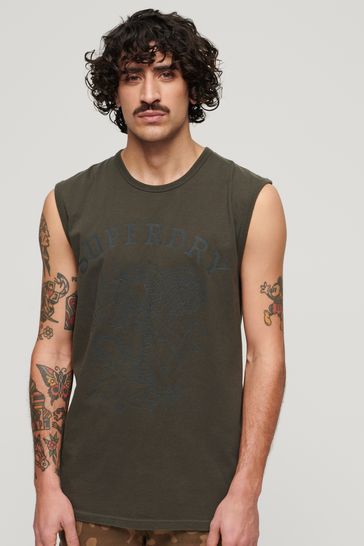 Superdry Black Tattoo Graphic Tank Top