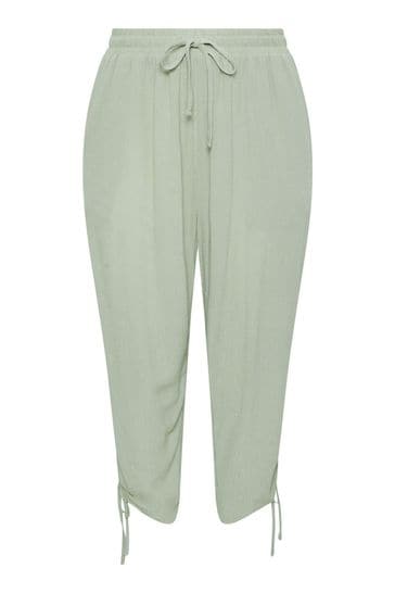 Buy Yours Curve Crinkle Ruched Hem Cropped Trousers from Next Bahrain