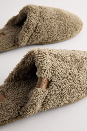 Towelling mule slippers on sale